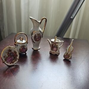 Limoges Porcelain Miniature Set with Gold and White